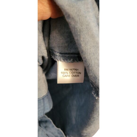 Speed Limit Cotton Chambray Button Shirt Dress Women's Small Belted Pockets - Picture 6 of 9